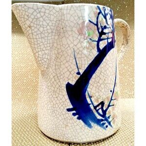 Vintage Asian Glazed Kyoto Satsuma Crackle Ware Water Pitcher Collectable Rare